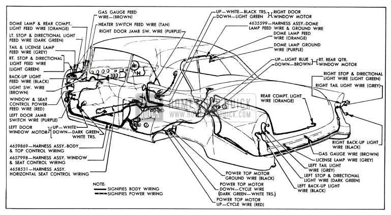 1955 Buick Body Wiring Circuit Diagram-Models 56C, 76C-Styles 4567X, 4767X