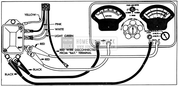 1955 Buick Current Regulator Test Connections-Sun Tester