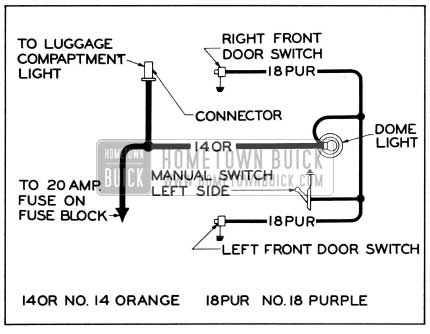 1955 Buick Dome Lamp Wiring Circuit Diagram-Models 56C, 56R, 76C, 76R