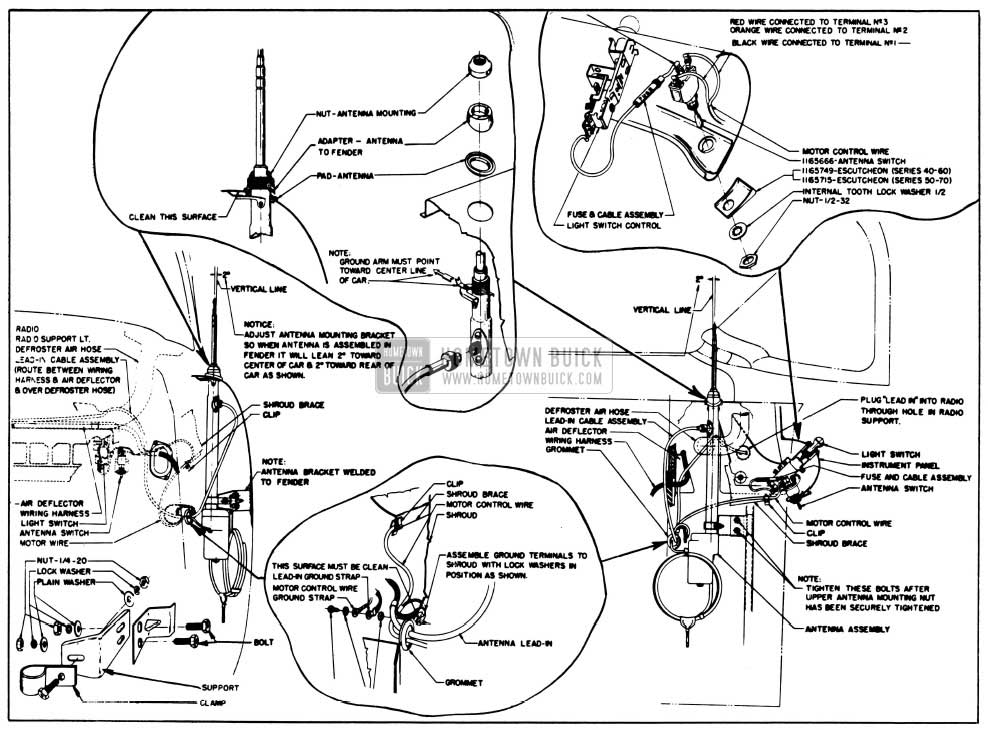 1955 Buick Electric Antenna Installation Details
