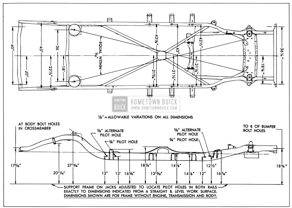 1955 Buick Frame Checking Dimensions-Series 40-60
