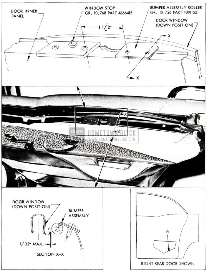 1955 Buick Rear Door Window Assembly