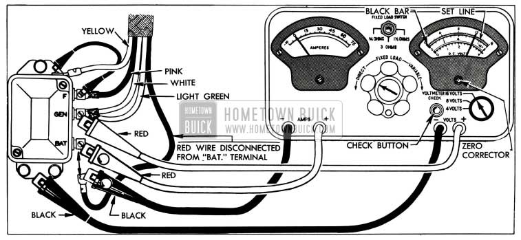 1955 Buick Voltmeter Calibrations and Cutout Relay Test Connections-Sun Tester