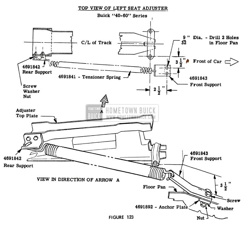 1956 Buick Left Front Seat Adjuster - Series 40-60