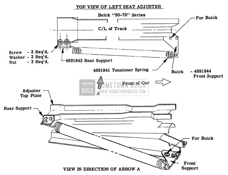 1956 Buick Left Front Seat Adjuster - Series 50-70