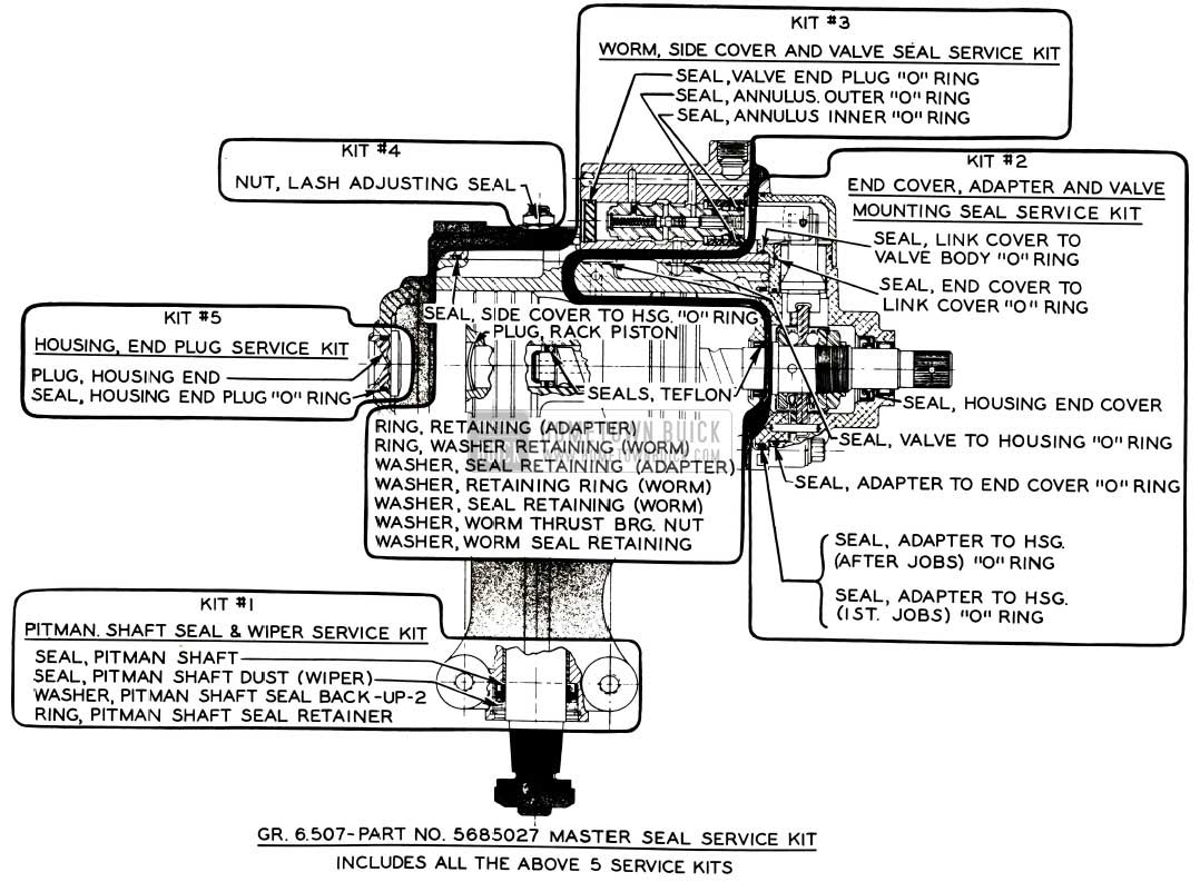 1956 Buick Steering Gear Master Seal Service Kit