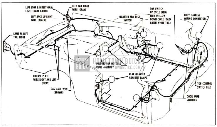 1957 Buick Body Wiring Circuit Diagram-Series 40-60 Convertibles