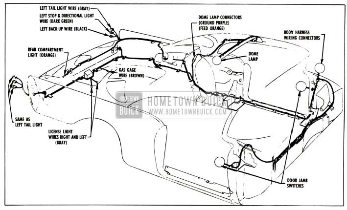 1957 Buick Body Wiring Circuit Diagram-Series 40-60 Two-Door Closed Bodies