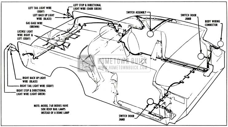 1957 Buick Body Wiring Circuit Diagram-Series 50-70 Two-Door Closed Bodies