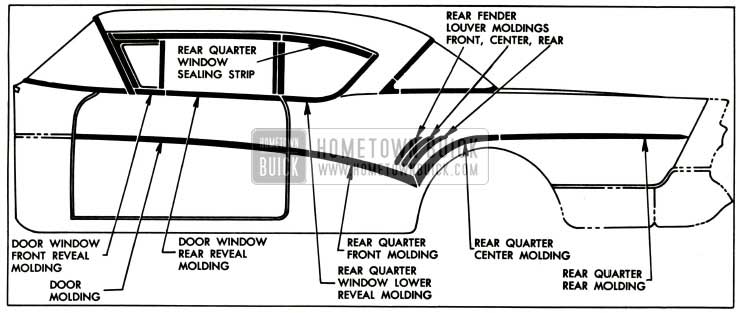 1957 Buick Exterior Moldings-Model 56R-76R