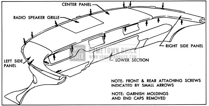 1957 Buick Instrument Panel Upper Section Attachment