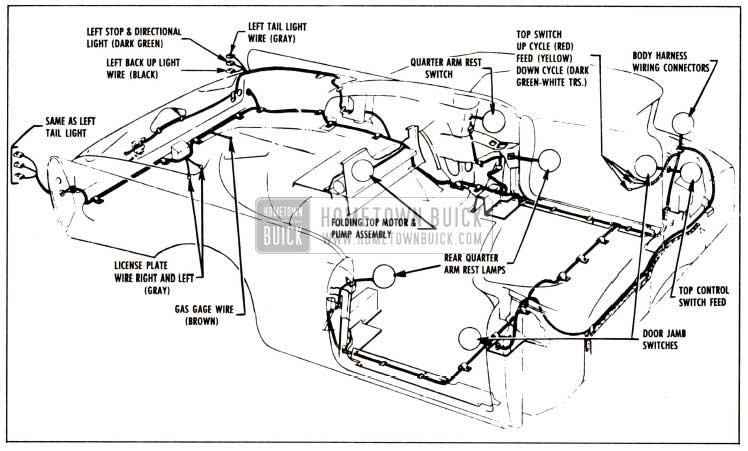 1958 Buick Body Wiring Circuit Diagram-Series 40-60 Convertibles