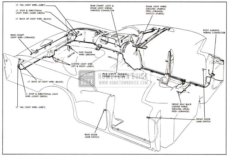 1958 Buick Body Wiring Circuit Diagram-Series 40-60 Four-Door Closed Bodies