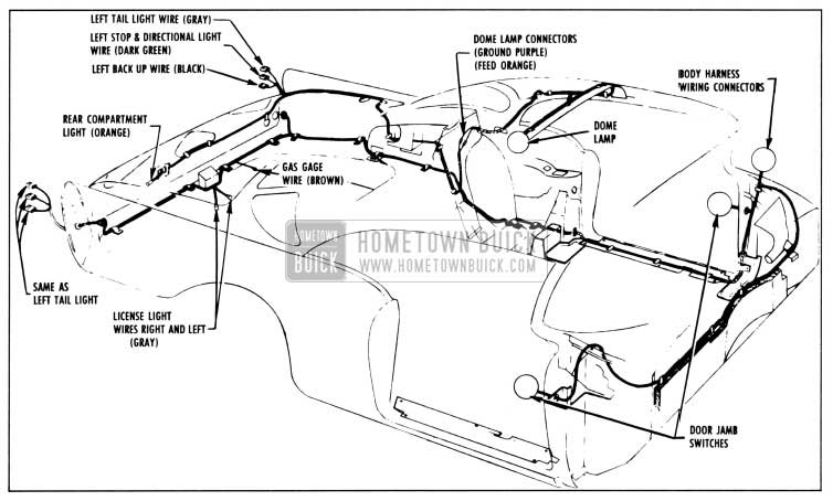 1958 Buick Body Wiring Circuit Diagram-Series 40-60 Two-Door Closed Bodies