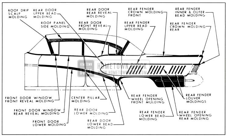 1958 Buick Exterior Moldings-Model 750