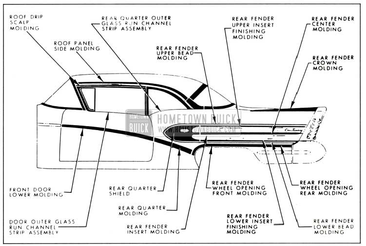 1958 Buick Exterior Moldings-Models 46R-66R