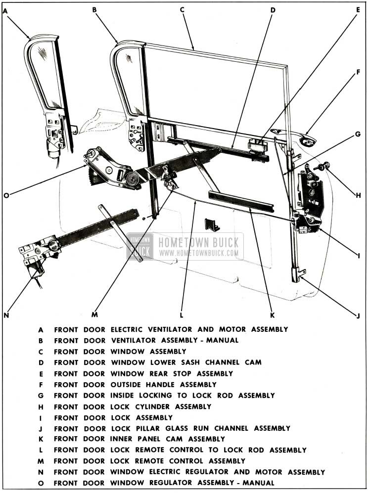 1959 Buick Front Door Assembly Typical of Hard Top Coupe and Sedan Styles