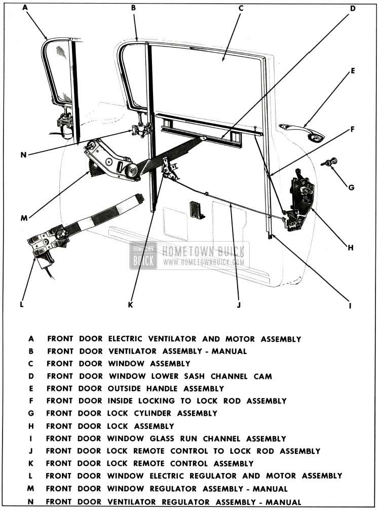 1959 Buick Front Door Assembly Typical of Sedan Style