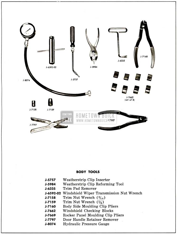 1959 Buick Special Body Service Tools