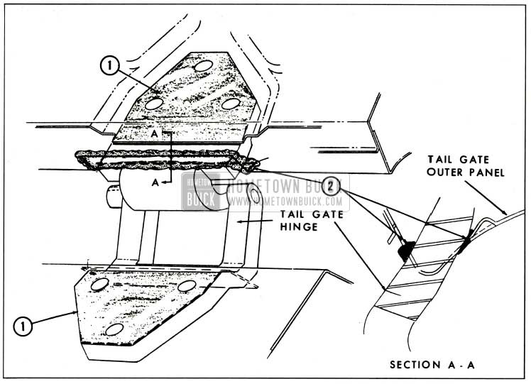 1959 Buick Tail Gate Hinge Anti-Squeak and Sealing