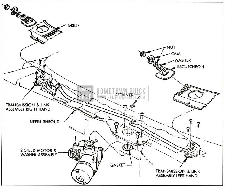 1959 Buick Wiper Assemblies-Exploded View