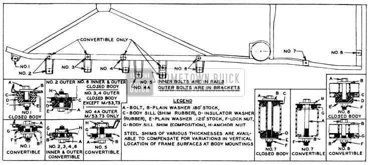 1956 Buick Body Mountings-Series 50-70