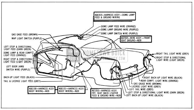 1956 Buick Body Wiring Circuit Diagram-Models 43, 63-Styles 4439, 4639
