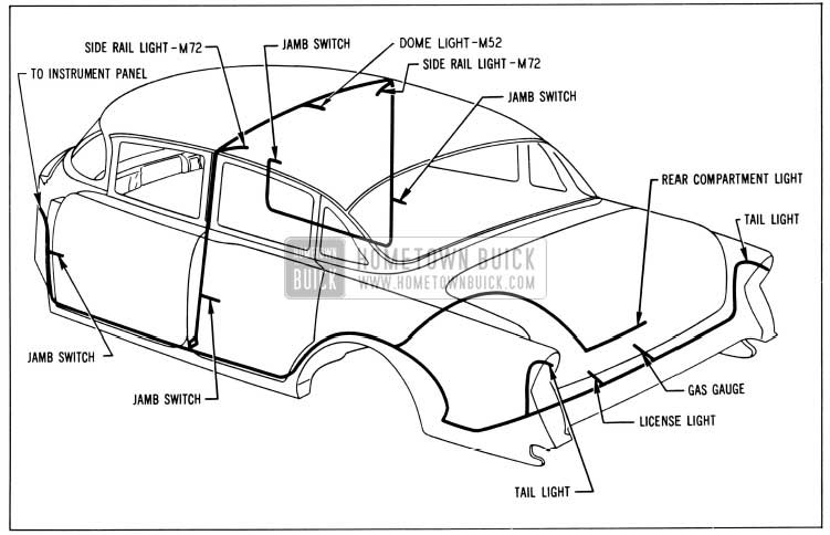 1956 Buick Body Wiring Circuit Diagram-Models 52, 72-Styles 4519, 4719