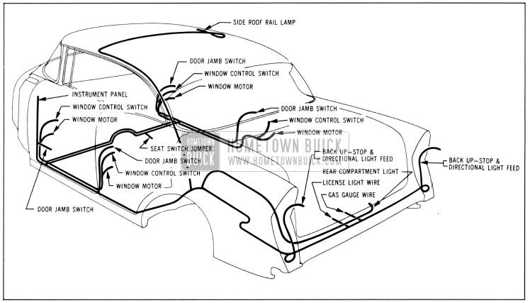 1956 Buick Body Wiring Circuit Diagram-Models 53, 73-Styles 4539, 4739X