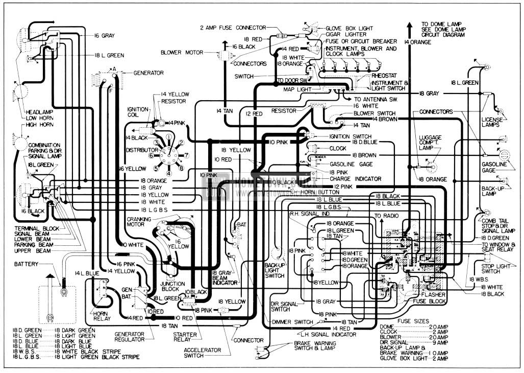 1956 Buick Chassis Wiring Diagram - Synchromesh Transmission