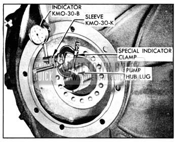 1956 Buick Checking Run-Out of Rear Face of Bell Housing