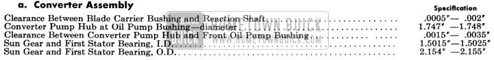 1956 Buick Dynaflow Converter Assembly Specifications