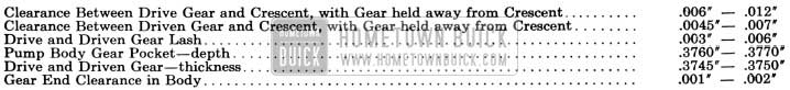 1956 Buick Dynaflow Rear Oil Pump Specifications