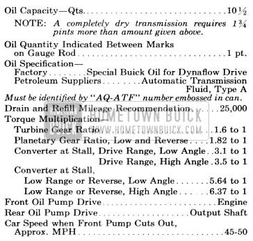 1956 Buick Dynaflow Specification