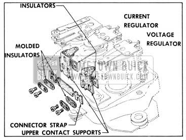 1956 Buick Relationship of Connector Strap, Insulators and Upper Contact Supports