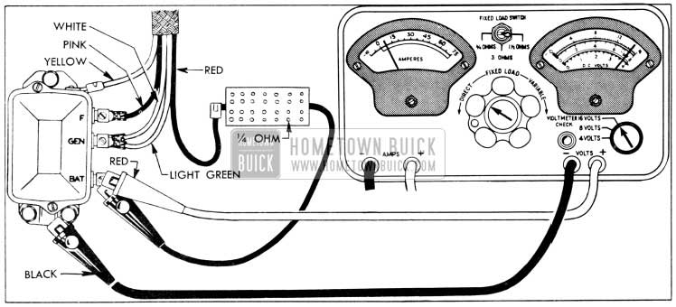 1956 Buick Voltage Regulator Test Connections - Sun Tester