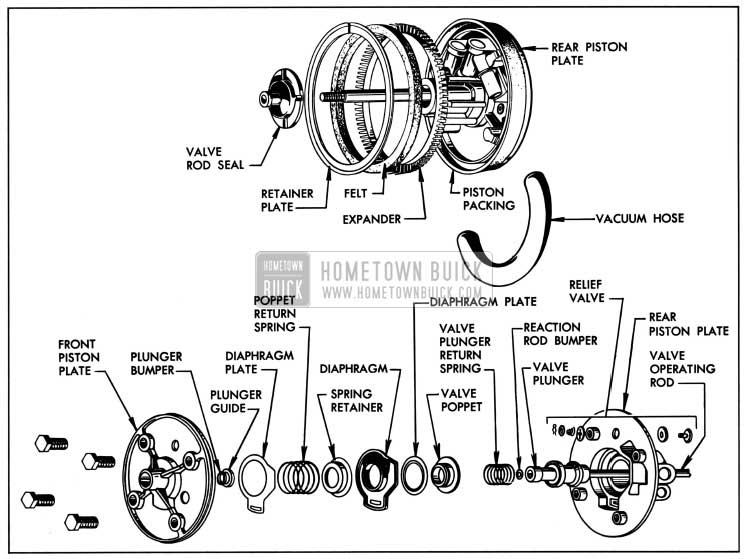 1957 Buick Bendix Power Piston Assembly-Exploded