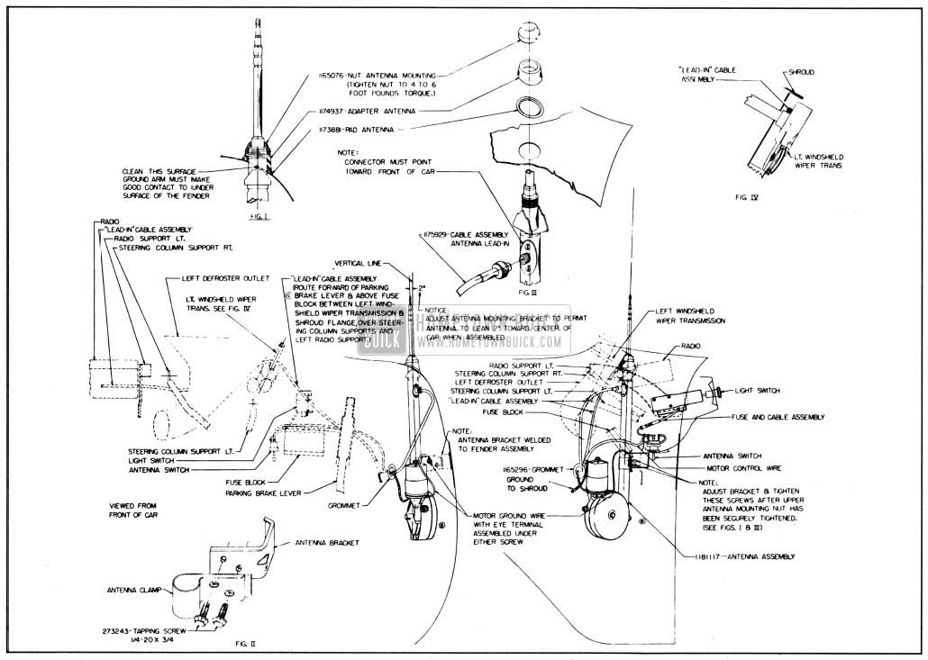 1957 Buick Electric Antenna Installation Details