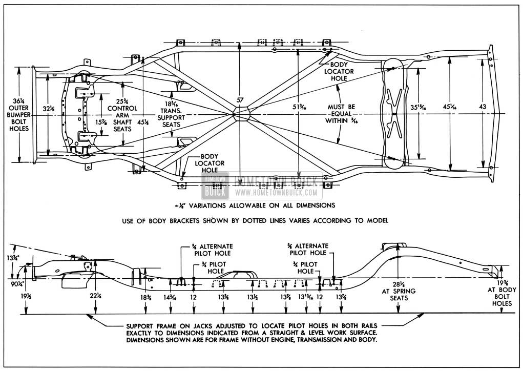 1957 Buick Frame Checking Dimensions-Series 40-60