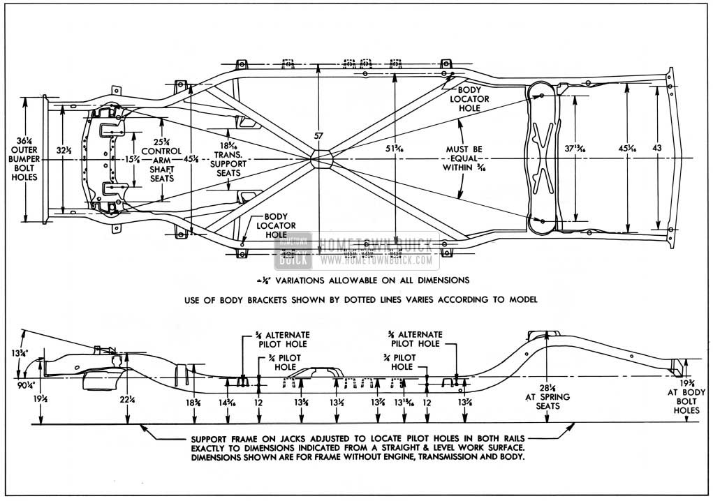 1957 Buick Frame Checking Dimensions-Series 50-70