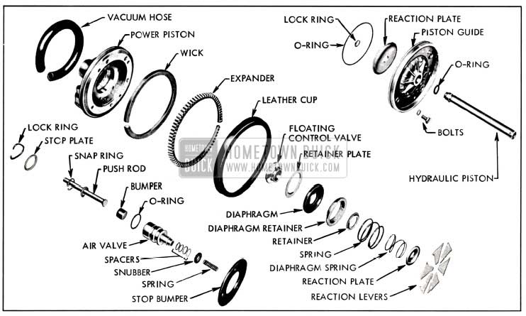 1957 Buick Power Piston Assembly-Exploded