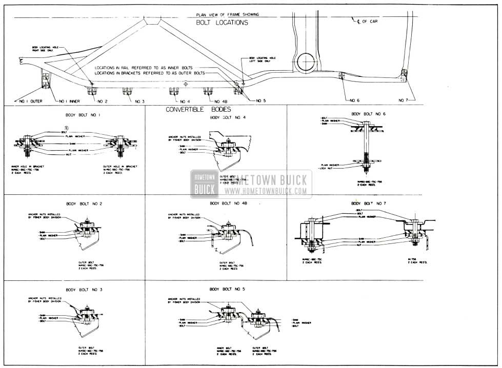 1958 Buick Body Mountings-Convertible Bodies