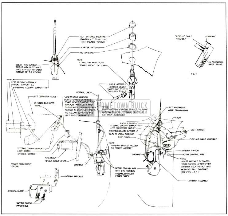 1958 Buick Electrical Antenna Installation Details