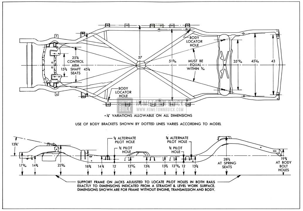 1958 Buick Frame Checking Dimensions-Series 40-60