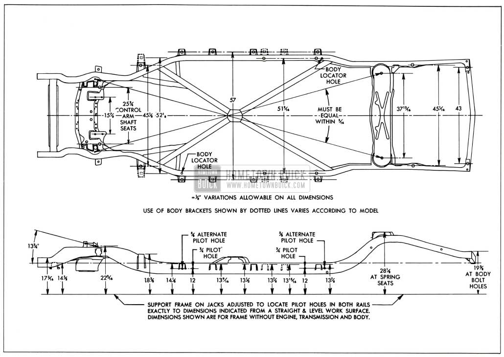 1958 Buick Frame Checking Dimensions-Series 50-70