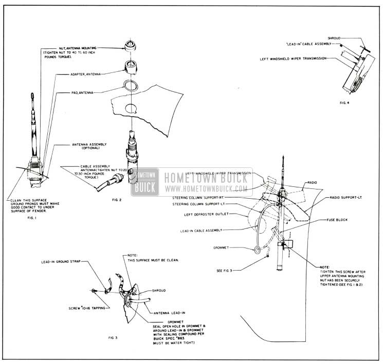 1958 Buick Manual Antenna Installation Details