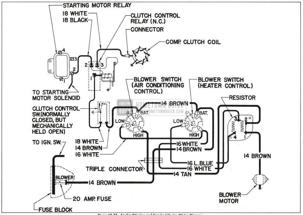 1959 Buick Air Conditioning and Standard Heater Wiring Diagram