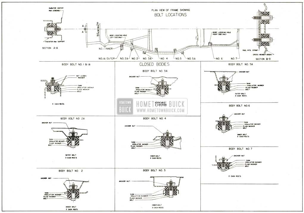 1959 Buick Body Mountings-Closed Bodies