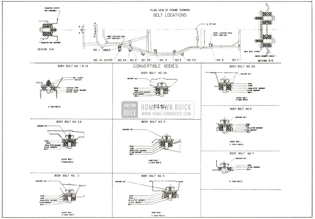 1959 Buick Body Mountings-Convertible Bodies