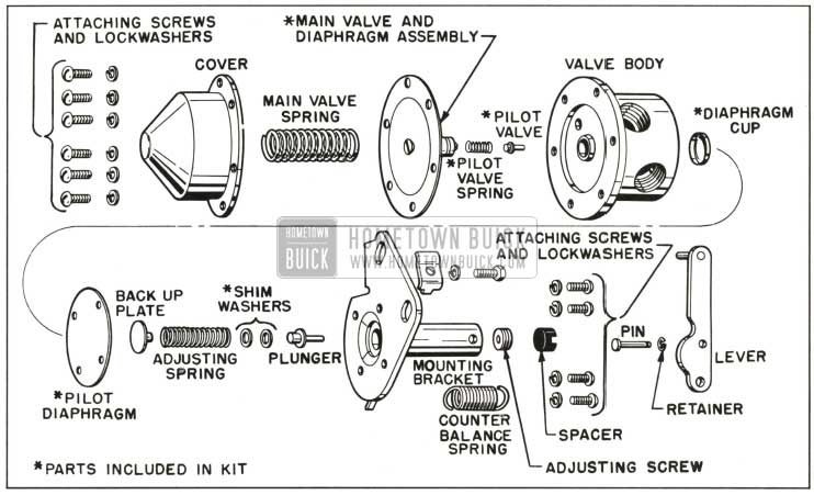 1959 Buick Exploded View of Hot Gas By-Pass Valve